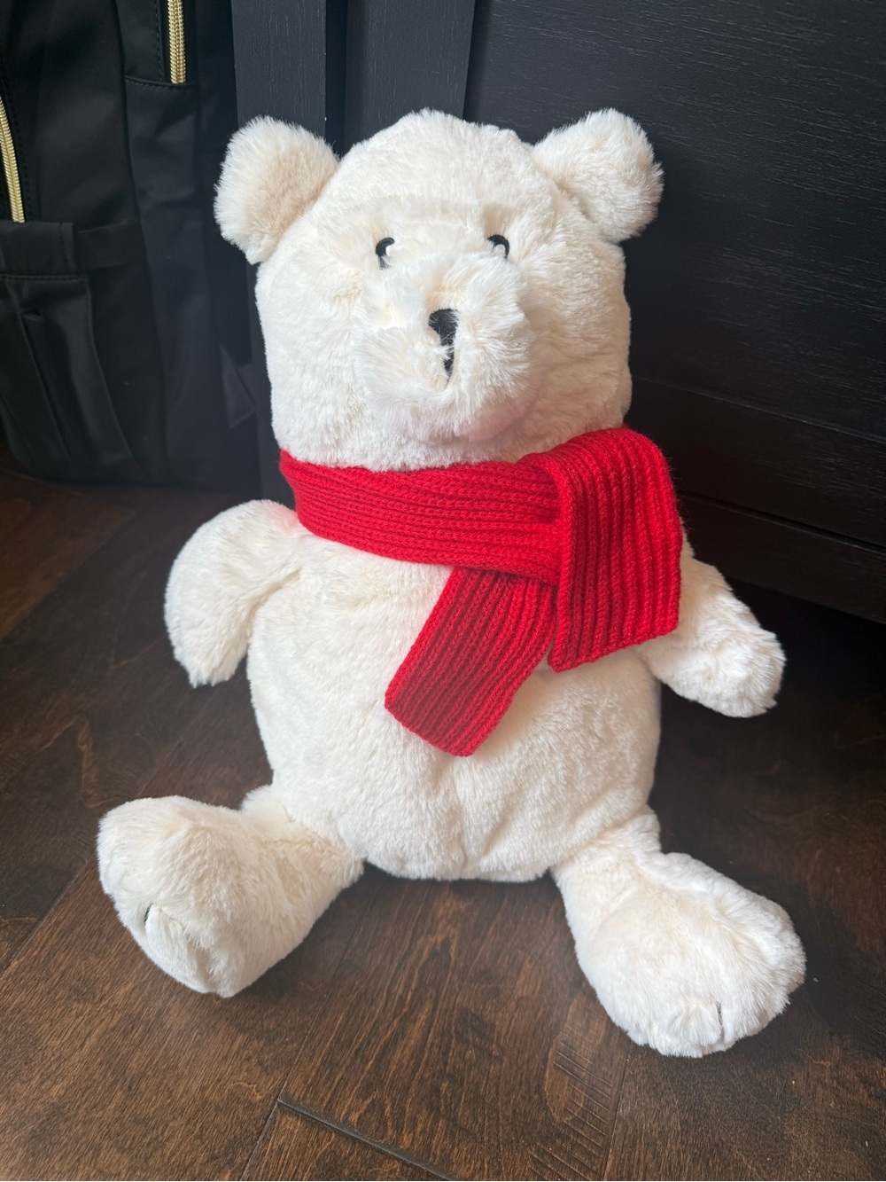 Plush White Teddy Bear with Red Scarf - Kids Toys